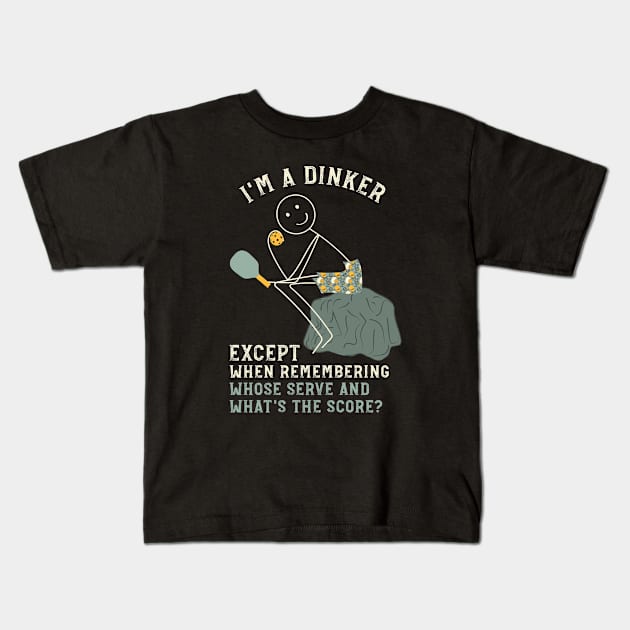 Mens Funny Pickleball Dinker Thinker Kids T-Shirt by whyitsme